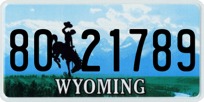 WY license plate 8021789