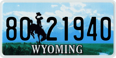 WY license plate 8021940