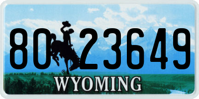 WY license plate 8023649