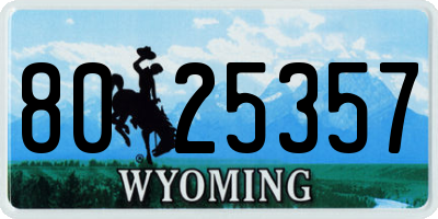 WY license plate 8025357