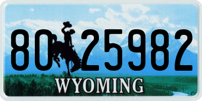 WY license plate 8025982