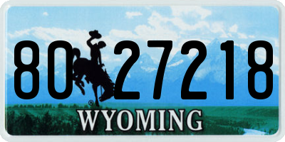 WY license plate 8027218