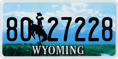 WY license plate 8027228