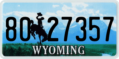 WY license plate 8027357