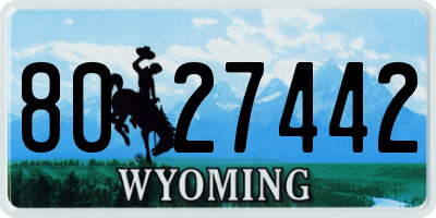 WY license plate 8027442