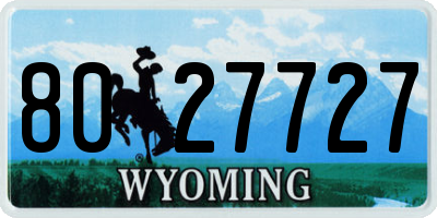 WY license plate 8027727