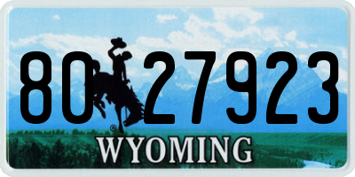 WY license plate 8027923