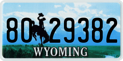 WY license plate 8029382