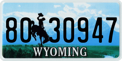 WY license plate 8030947