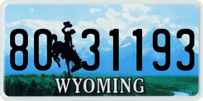 WY license plate 8031193