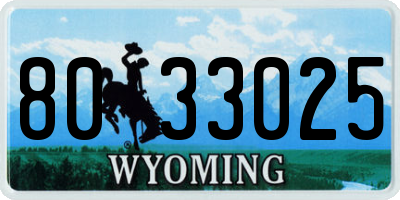 WY license plate 8033025