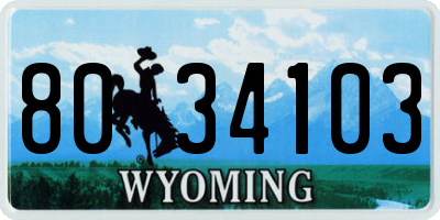 WY license plate 8034103