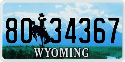 WY license plate 8034367