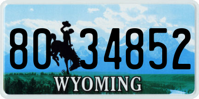 WY license plate 8034852