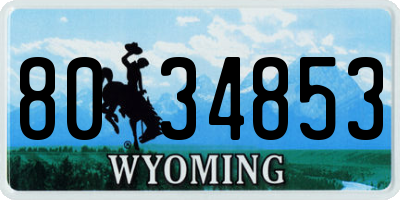 WY license plate 8034853