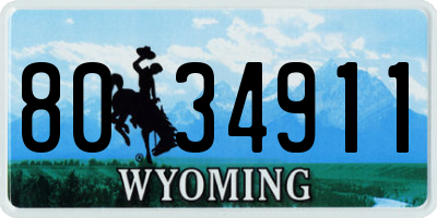 WY license plate 8034911