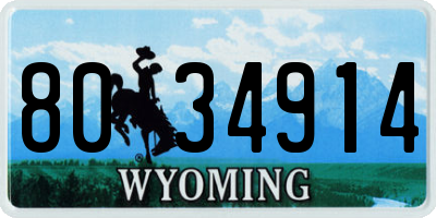 WY license plate 8034914