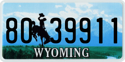 WY license plate 8039911