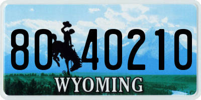 WY license plate 8040210