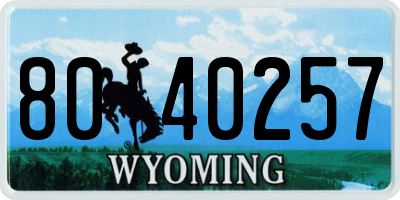 WY license plate 8040257