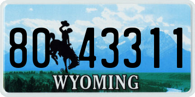 WY license plate 8043311