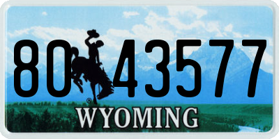 WY license plate 8043577