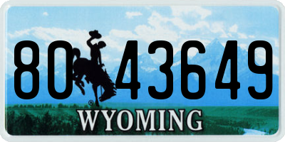 WY license plate 8043649