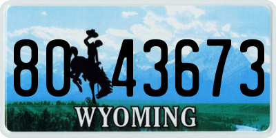 WY license plate 8043673