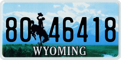 WY license plate 8046418