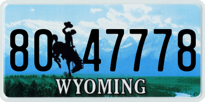WY license plate 8047778