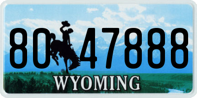 WY license plate 8047888