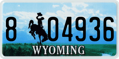 WY license plate 804936