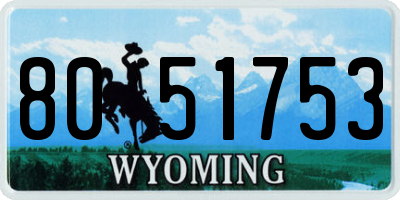 WY license plate 8051753