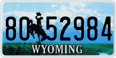 WY license plate 8052984