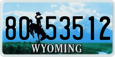 WY license plate 8053512