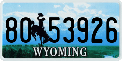 WY license plate 8053926