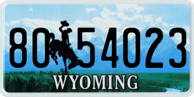 WY license plate 8054023