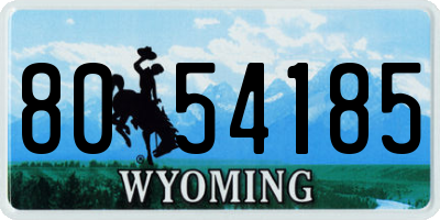 WY license plate 8054185