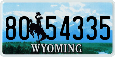 WY license plate 8054335