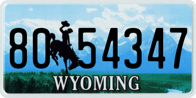 WY license plate 8054347
