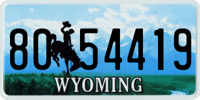 WY license plate 8054419