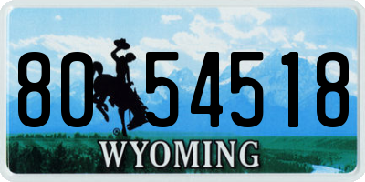 WY license plate 8054518