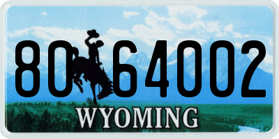 WY license plate 8064002