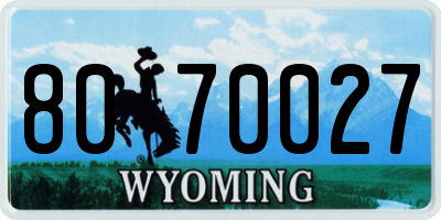 WY license plate 8070027