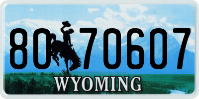 WY license plate 8070607