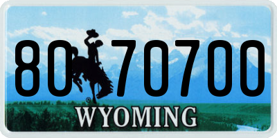 WY license plate 8070700