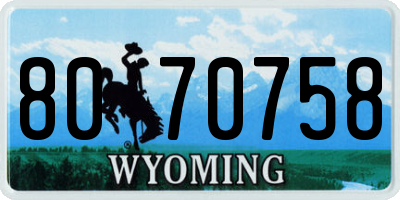 WY license plate 8070758