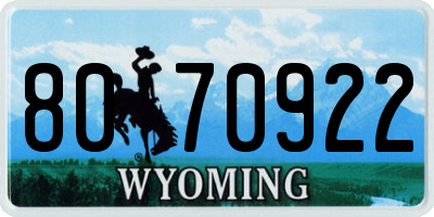 WY license plate 8070922