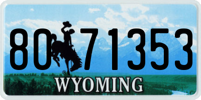 WY license plate 8071353