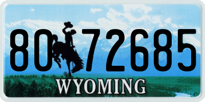 WY license plate 8072685